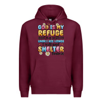 Burgundy god is my refuge and my fortress under his wings Premium Hoodie - MaliasSmallBusiness