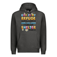 Charcoal Heather god is my refuge and my fortress under his wings Premium Hoodie - MaliasSmallBusiness