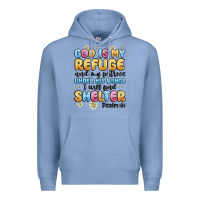 Colony Blue god is my refuge and my fortress under his wings Premium Hoodie - MaliasSmallBusiness