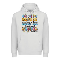 Dove Grey god is my refuge and my fortress under his wings Premium Hoodie - MaliasSmallBusiness