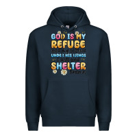 Navy god is my refuge and my fortress under his wings Premium Hoodie - MaliasSmallBusiness