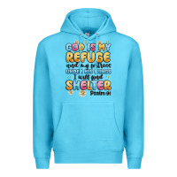 Ocean Blue god is my refuge and my fortress under his wings Premium Hoodie - MaliasSmallBusiness