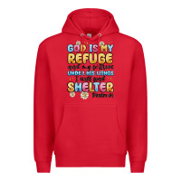 Red god is my refuge and my fortress under his wings Premium Hoodie - MaliasSmallBusiness