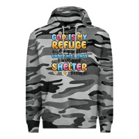 Slate Camo god is my refuge and my fortress under his wings Premium Hoodie - MaliasSmallBusiness