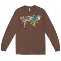 Chestnut charolais bull with sunflowers and gemstone western patterns Long Sleeve Tee - RanaPortraitStore