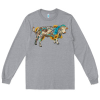 Heather Grey charolais bull with sunflowers and gemstone western patterns Long Sleeve Tee - RanaPortraitStore