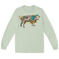 Charolais Bull With Sunflowers And Gemstone Western Patterns Long Sleeve Tee | Teevron
