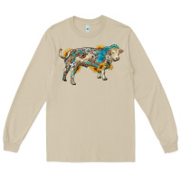 Mushroom charolais bull with sunflowers and gemstone western patterns Long Sleeve Tee - RanaPortraitStore