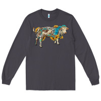 Smoke charolais bull with sunflowers and gemstone western patterns Long Sleeve Tee - RanaPortraitStore
