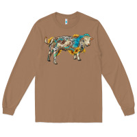 Toasted Coconut charolais bull with sunflowers and gemstone western patterns Long Sleeve Tee - RanaPortraitStore