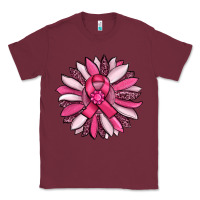 Burgundy breast awareness cancer pink sunflower Classic Tee - RanaPortraitStore