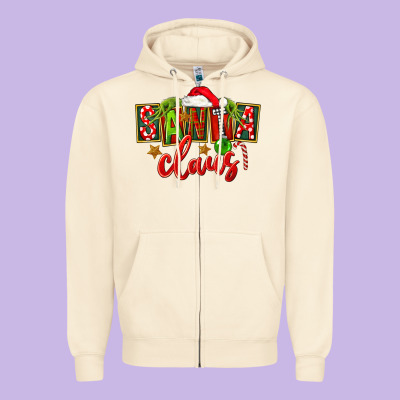 Christmas Santa Claus Zipper Hoodie Designed By Fadigitalartstudio