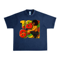 Navy 1865 Juneteenth afro woman Urban Heavy Tee - RanaPortraitStore