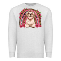 Oatmeal Heather shih tzu floral rainbow Premium Sweatshirt - Artiststas