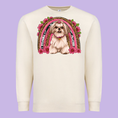 Shih Tzu Floral Rainbow Premium Sweatshirt Designed By Artiststas
