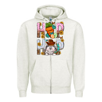 Oatmeal Heather Western Hip hop Bunny Zipper Hoodie - Neo Western