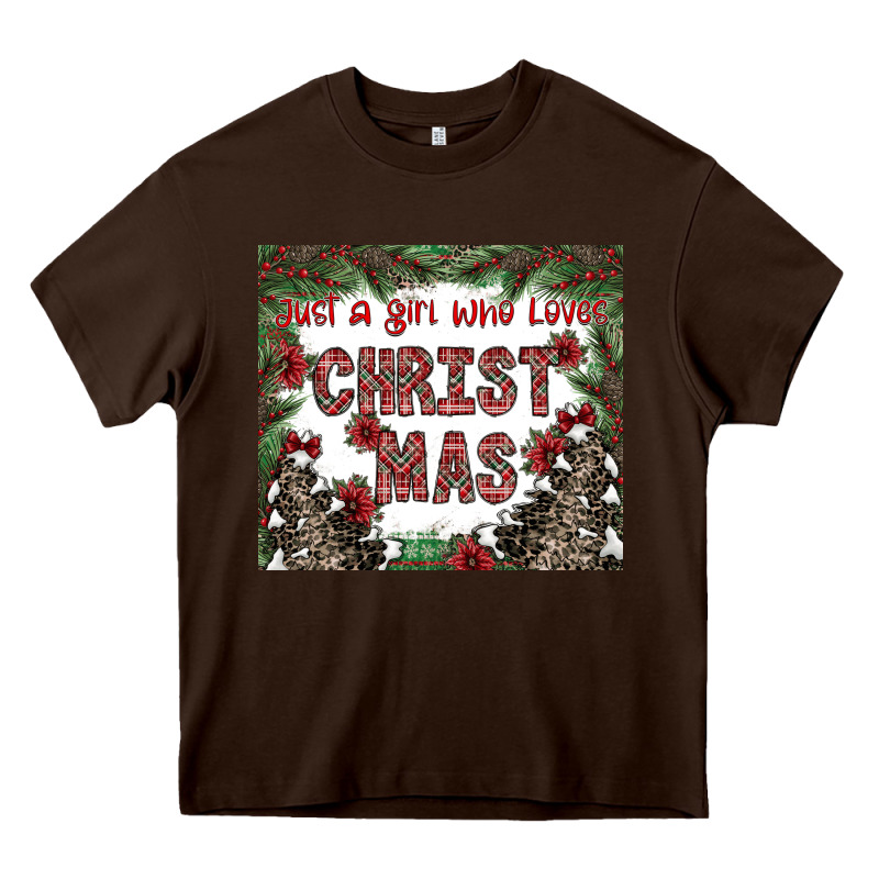 Just A Girl Who Loves Christmas Heavy Core Tee by CowhideDigitalArt | Teevron