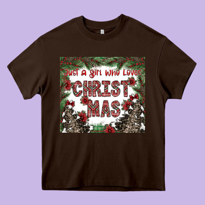 Just A Girl Who Loves Christmas Heavy Core Tee Designed By Cowhidedigitalart