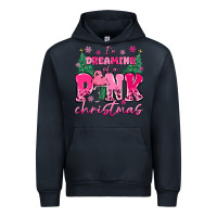 Navy i'm dreaming of a pink christmas flamingo Urban Hoodie - MaliasSmallBusiness