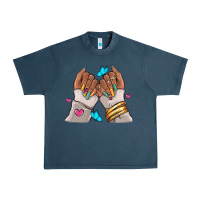 Midnight Navy Afro woman nail art Urban Heavy Tee - RanaPortraitStore