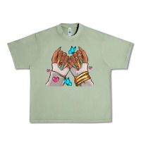 Oil Green Afro woman nail art Urban Heavy Tee - RanaPortraitStore