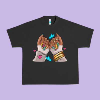 Afro Woman Nail Art Urban Heavy Tee Designed By Ranaportraitstore