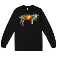 Black charolais bull with desert and leopard Long Sleeve Tee - RanaPortraitStore