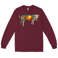Charolais Bull With Desert And Leopard Long Sleeve Tee | Teevron