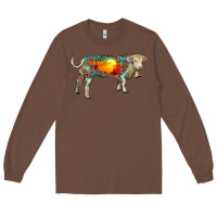 Chestnut charolais bull with desert and leopard Long Sleeve Tee - RanaPortraitStore