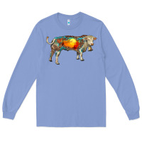 Colony Blue charolais bull with desert and leopard Long Sleeve Tee - RanaPortraitStore