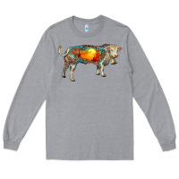 Heather Grey charolais bull with desert and leopard Long Sleeve Tee - RanaPortraitStore