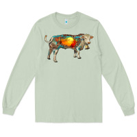 Matcha charolais bull with desert and leopard Long Sleeve Tee - RanaPortraitStore