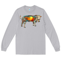 Moon Dust charolais bull with desert and leopard Long Sleeve Tee - RanaPortraitStore