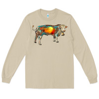 Mushroom charolais bull with desert and leopard Long Sleeve Tee - RanaPortraitStore