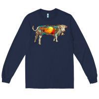 Navy charolais bull with desert and leopard Long Sleeve Tee - RanaPortraitStore