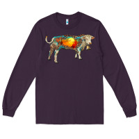 Plum charolais bull with desert and leopard Long Sleeve Tee - RanaPortraitStore