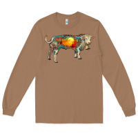 Toasted Coconut charolais bull with desert and leopard Long Sleeve Tee - RanaPortraitStore