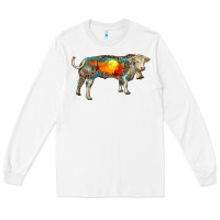 White charolais bull with desert and leopard Long Sleeve Tee - RanaPortraitStore