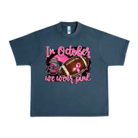Midnight Navy in october we wear pink with football Urban Heavy Tee - BarkalooDesign