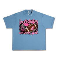 Pebble Blue in october we wear pink with football Urban Heavy Tee - BarkalooDesign