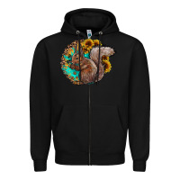 Black western squirrel with sunflowers Zipper Hoodie - CowhideDigitalArt