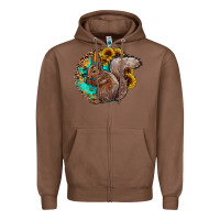 Chestnut western squirrel with sunflowers Zipper Hoodie - CowhideDigitalArt