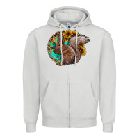 Dove Grey western squirrel with sunflowers Zipper Hoodie - CowhideDigitalArt