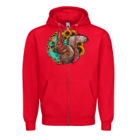 Red western squirrel with sunflowers Zipper Hoodie - CowhideDigitalArt