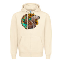 Sandshell western squirrel with sunflowers Zipper Hoodie - CowhideDigitalArt
