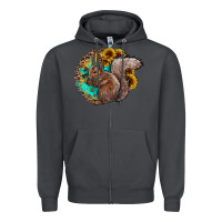 Smoke western squirrel with sunflowers Zipper Hoodie - CowhideDigitalArt
