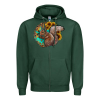 Sports Green western squirrel with sunflowers Zipper Hoodie - CowhideDigitalArt