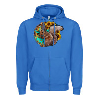 True Royal western squirrel with sunflowers Zipper Hoodie - CowhideDigitalArt