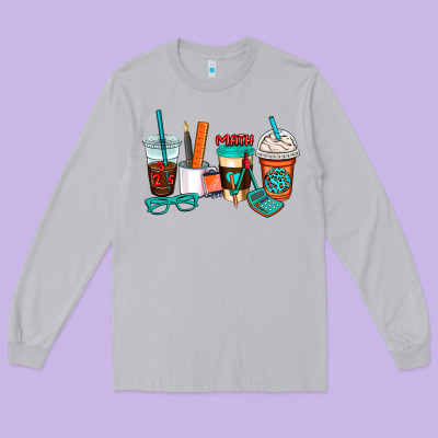 Math Teacher Coffee Cups Long Sleeve Tee Designed By Adodesignshop