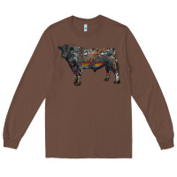 Chestnut black angus bull with western patterns Long Sleeve Tee - RanaPortraitStore